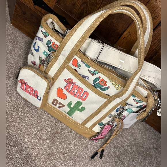 Aeropostale Tan and Cream Tote( 11inches wide , 11 inches in height) - Picture 2 of 2